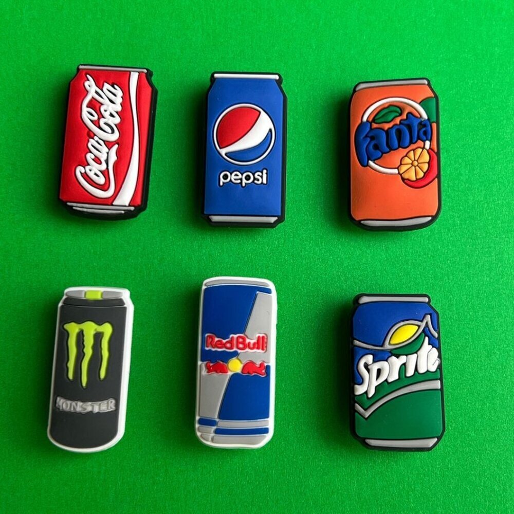 Coca Cola Pepsi Red Bull Fanta Sprite Crocs Shoe Charms Set of 6 - Jibbitz charm